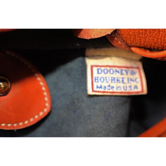 Vintage Dooney & Bourke LARGE (12") Norfolk Satchel, Black + British Tan, USA - Picture 5 of 15